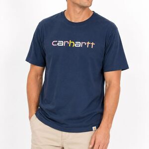 Carhartt Logo Graphic T Shirt Men 2XL Navy Relaxed Fit Cotton Embroidered Logo